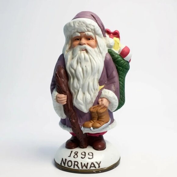 Porcelain Antique Santa Collectable Figurine Norway 1899 Limited Edition By Merc - Picture 1 of 7